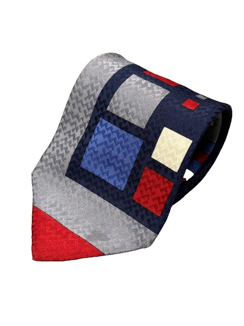 Vintage DIon Tie 100% Silk Colorful Geometric Satin 4"